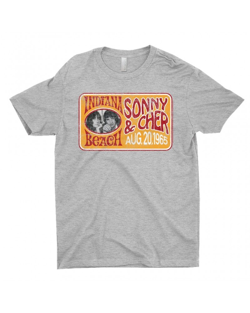 Sonny & Cher T-Shirt | Indiana Beach Red And Gold Concert Banner Distressed Shirt $11.51 Shirts