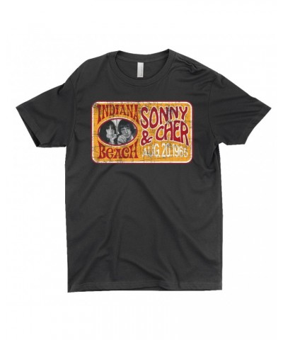 Sonny & Cher T-Shirt | Indiana Beach Red And Gold Concert Banner Distressed Shirt $11.51 Shirts