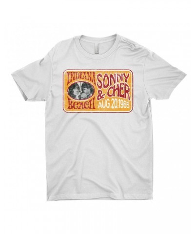 Sonny & Cher T-Shirt | Indiana Beach Red And Gold Concert Banner Distressed Shirt $11.51 Shirts