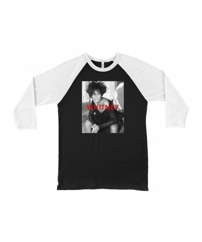 Whitney Houston 3/4 Sleeve Baseball Tee | Bold Black And White Cover Shirt $4.61 Shirts