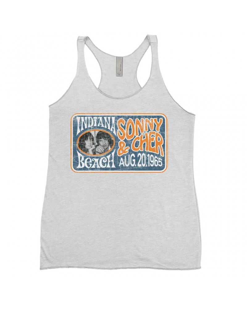 Sonny & Cher Ladies' Tank Top | Indiana Beach Horizontal Concert Banner Distressed Shirt $6.26 Shirts