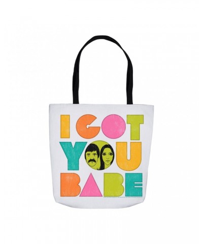 Sonny & Cher Tote Bag | I Got You Babe Pastel Logo Distressed Bag $12.75 Bags