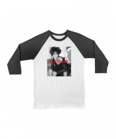 Whitney Houston 3/4 Sleeve Baseball Tee | Bold Black And White Cover Shirt $4.61 Shirts