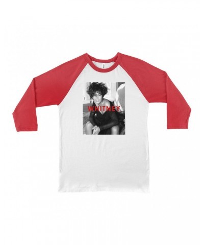 Whitney Houston 3/4 Sleeve Baseball Tee | Bold Black And White Cover Shirt $4.61 Shirts