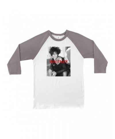 Whitney Houston 3/4 Sleeve Baseball Tee | Bold Black And White Cover Shirt $4.61 Shirts