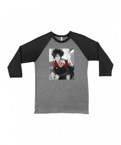 Whitney Houston 3/4 Sleeve Baseball Tee | Bold Black And White Cover Shirt $4.61 Shirts