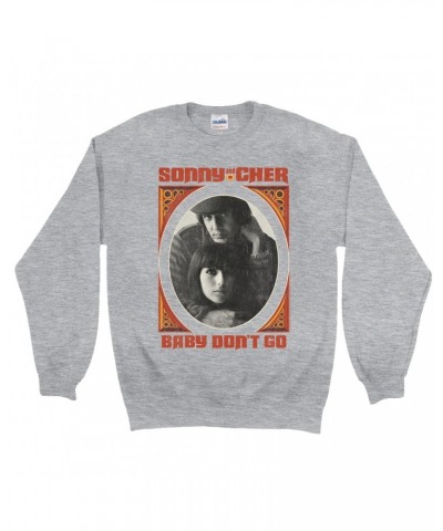 Sonny & Cher Sweatshirt | Baby Don't Go Rust Frame Image Distressed Sweatshirt $10.28 Sweatshirts