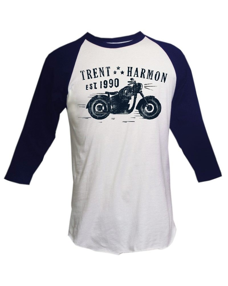 Trent Harmon White and Navy Raglan Tee $4.87 Shirts