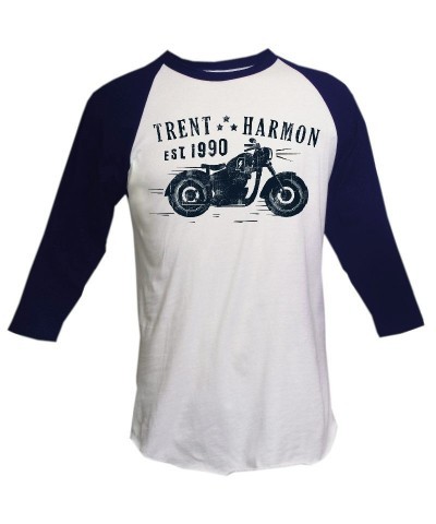 Trent Harmon White and Navy Raglan Tee $4.87 Shirts