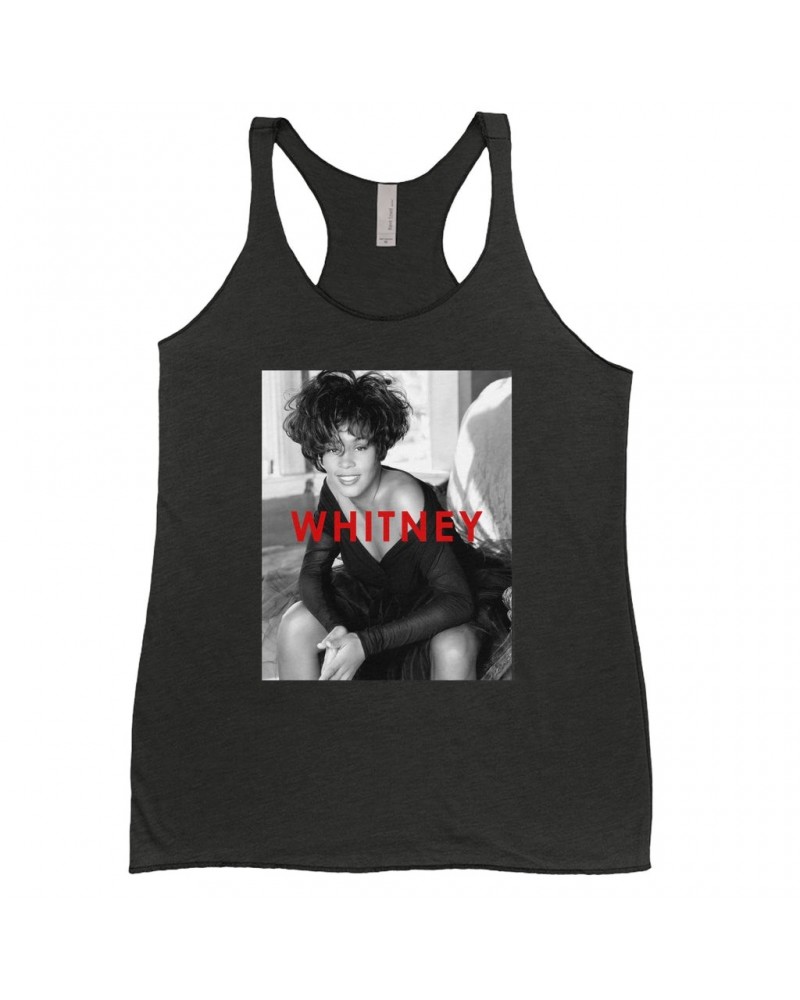 Whitney Houston Ladies' Tank Top | Bold Black And White Cover Shirt $7.03 Shirts