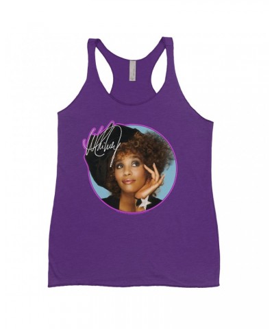 Whitney Houston Bold Colored Racerback Tank | Whitney Signature Album Photo Pink Image Shirt $6.47 Shirts