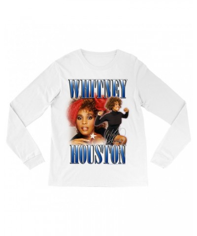 Whitney Houston Long Sleeve Shirt | Blue Collage Duo Shirt $7.01 Shirts