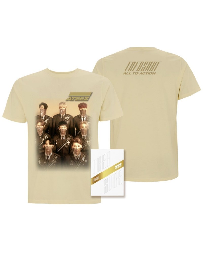 ATEEZ Treasure Z Ver. Package White Edition & Men's Tan T-shirt $11.39 Shirts